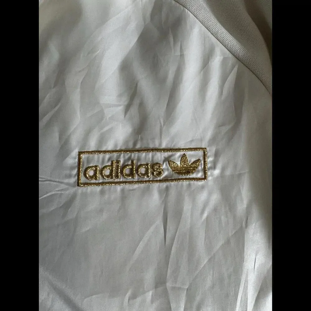 MEN'S ADIDAS  SATIN WHITE BEIGE & GOLD TRACK XL Vintage